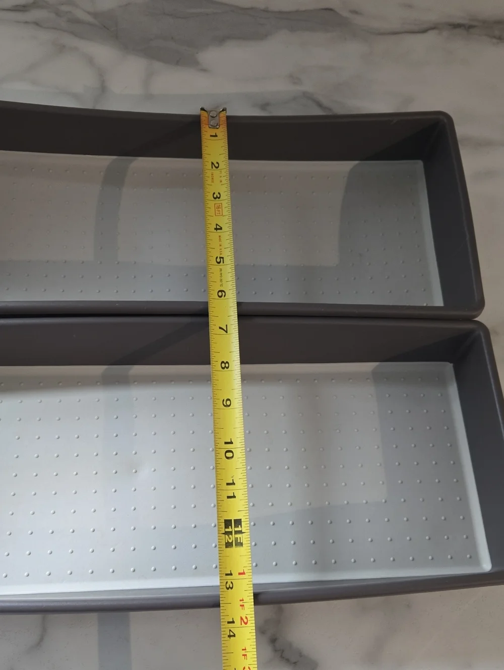 (2) Drawer Organizer Flatware Silverwear Utensils Rectangular Gray Silicone Tray